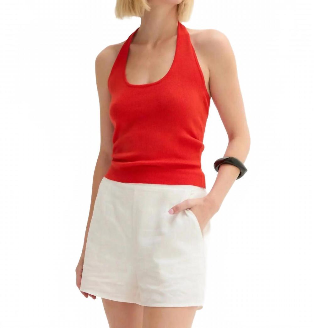 NEW CRESCENT jazzlyn halter neck top in red